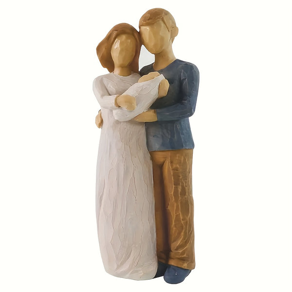 Husband And Wife Holding Baby Statue, Home Decoration Ornaments, Living Room Bedroom Desktop Decorations, Hand-painted Statue Decorative Artwork, Suitable For Christmas, Thanksgiving, Weddings, Anniversary Home Gifts