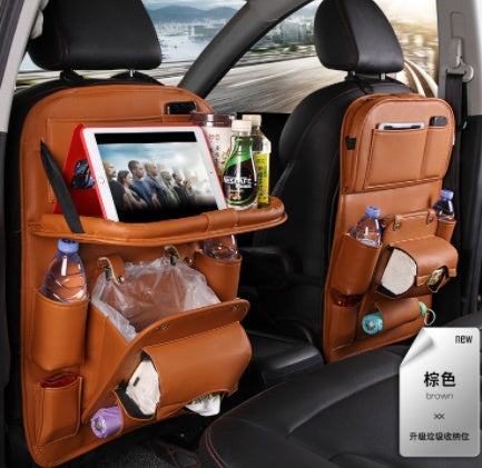 PU Leather Car Storage Bag Seat Back Tray Hanging Organizer Waterproof